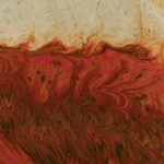 red, brown, and yellow abstract painting